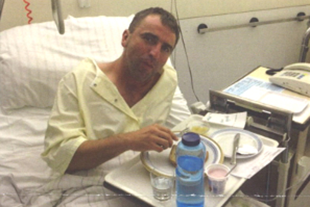 Pater Markus Körber im Krankenhaus, 2015